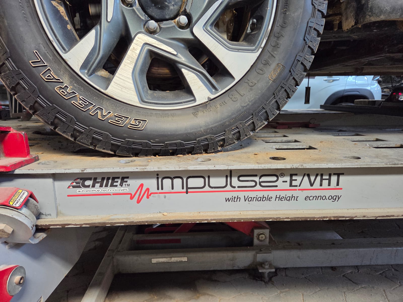 Close-up of Chief Impulse+VIII benchrack with precision measurement targets